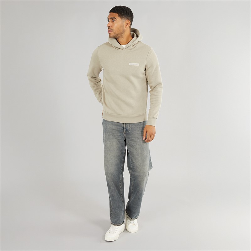 Calvin Klein Mens Stacked Colour Block Hoodie Vintage Khaki