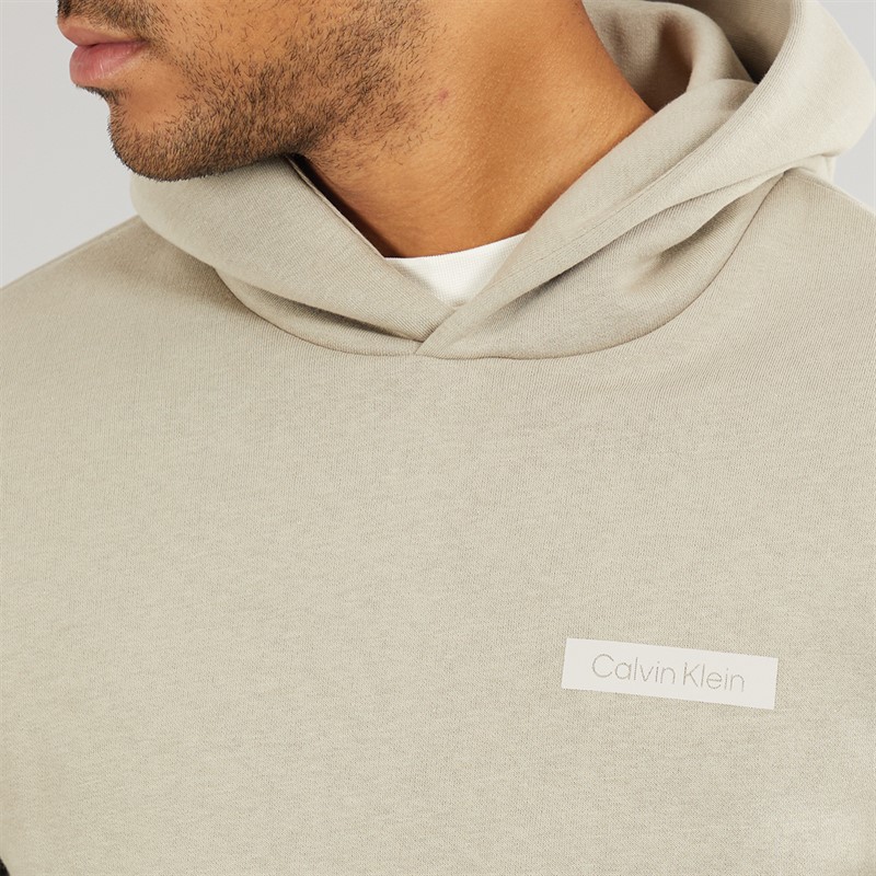 Calvin Klein Mens Stacked Colour Block Hoodie Vintage Khaki