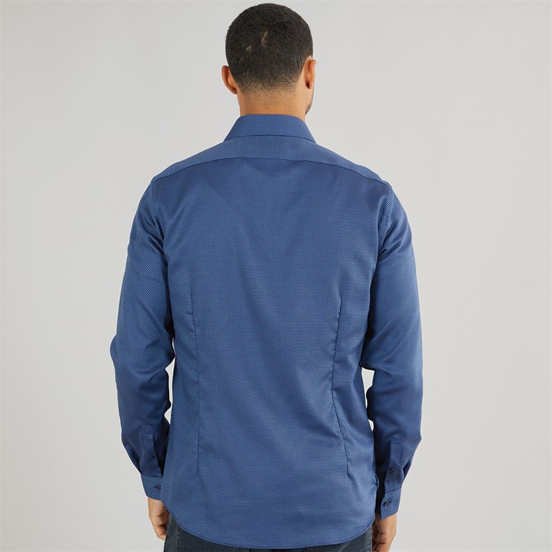 Calvin Klein Mens Non Iron Structure Long Sleeve Shirt Night Sky
