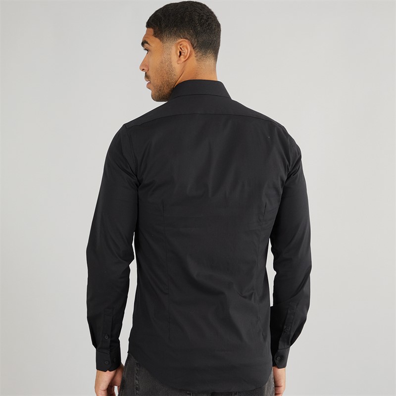 Calvin Klein Mens Poplin Stretch Regular Fit Long Sleeve Shirt CK Black