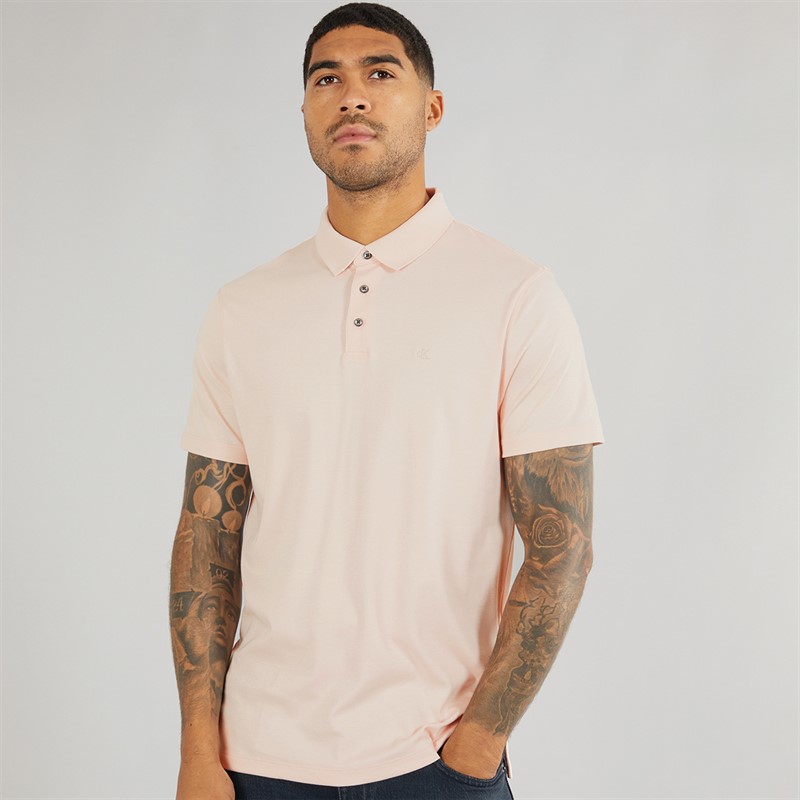 Calvin Klein Mens Supima Chest Emblem Polo Silver Peony - Size S
