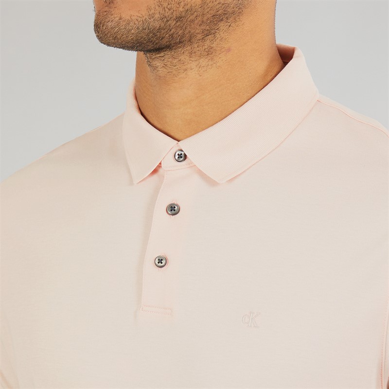 Calvin Klein Mens Supima Chest Emblem Polo Silver Peony