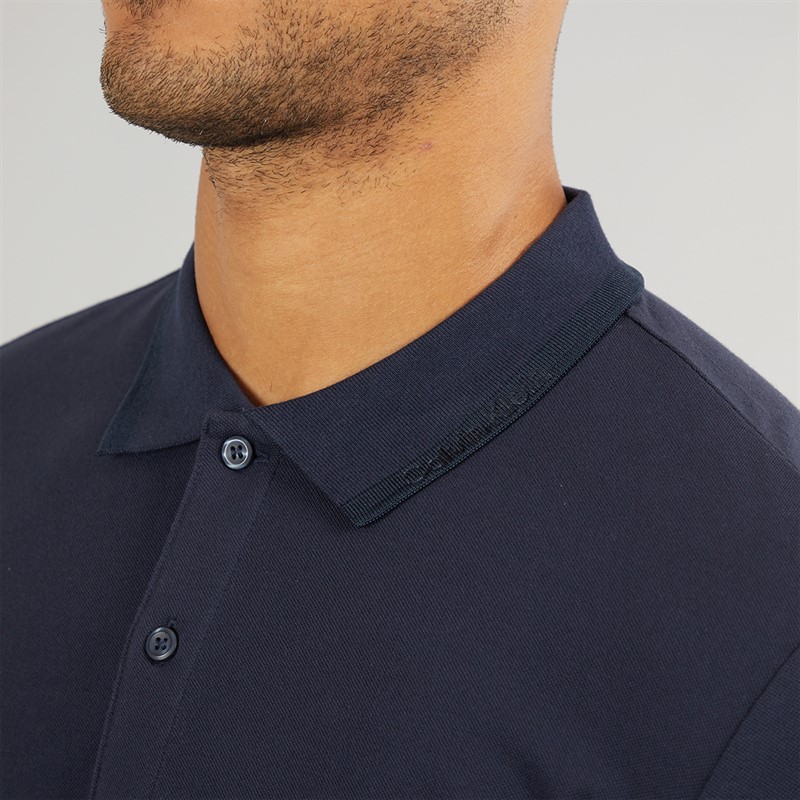 Calvin Klein Mens Thermo Pique Polo Dark Sapphire