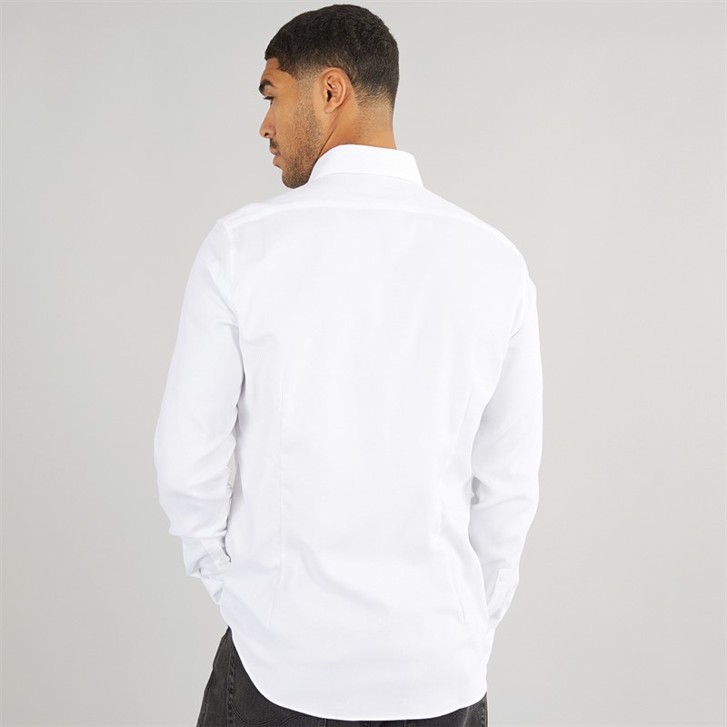 Calvin Klein Mens Non Iron Structure Long Sleeve Shirt Bright White