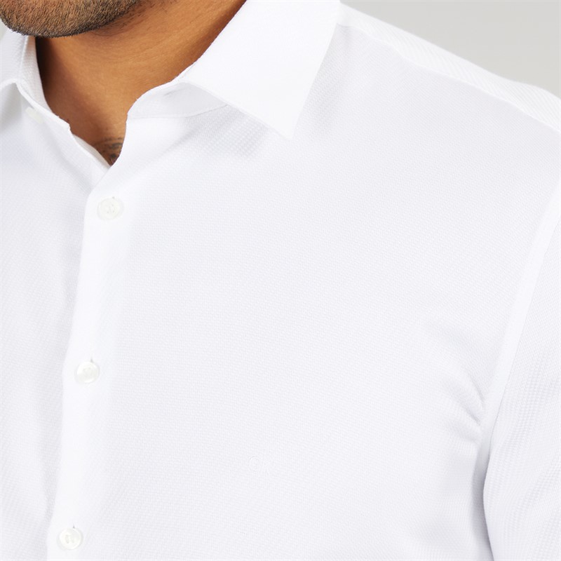 Calvin Klein Mens Non Iron Structure Long Sleeve Shirt Bright White
