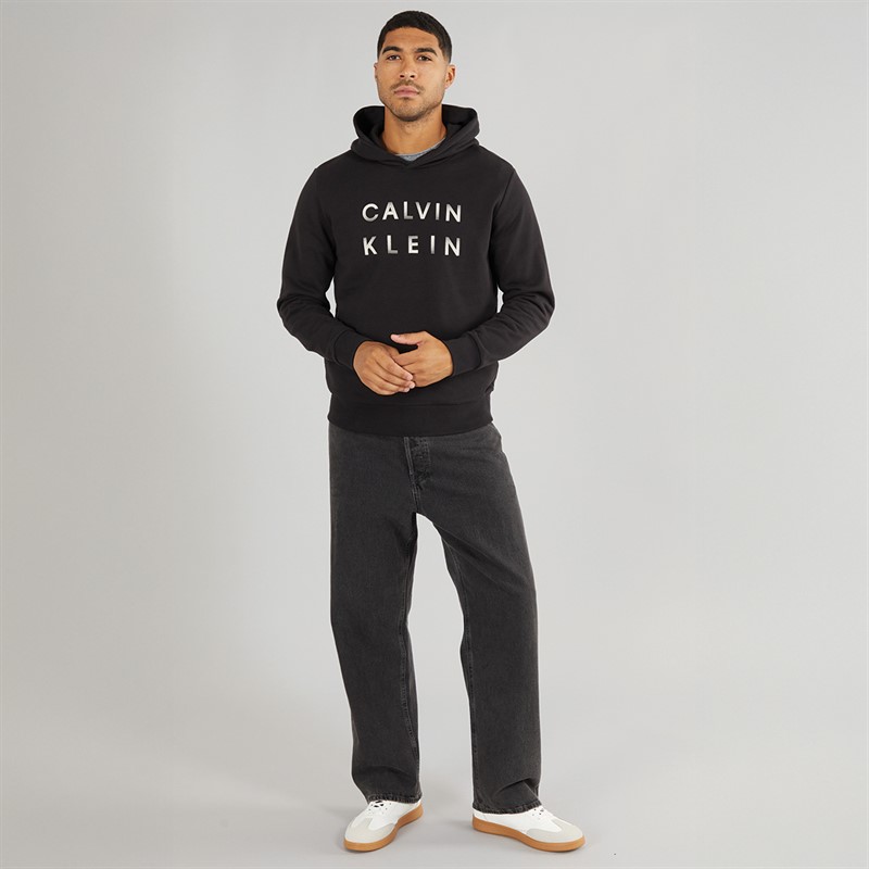 Calvin Klein Mens Enlarged Logo Hoodie CK Black