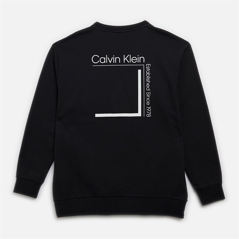 Calvin Klein Mens Plus Size Linear Box Sweatshirt CK Black