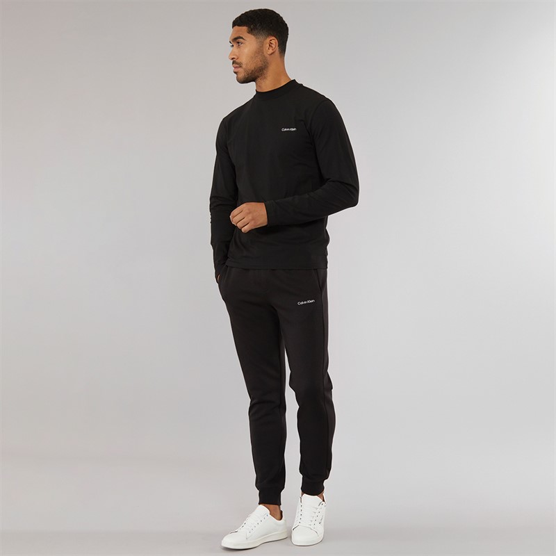Calvin Klein Mens Micro Logo Long Sleeve T-Shirt CK Black