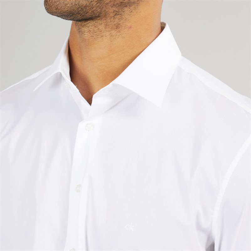 Calvin Klein Mens Poplin Stretch Regular Fit Long Sleeve Shirt Bright White