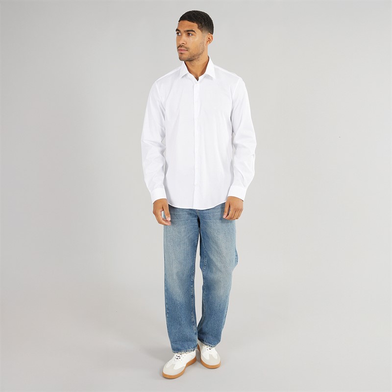 Calvin Klein Mens Poplin Stretch Regular Fit Long Sleeve Shirt Bright White