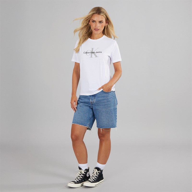 Calvin Klein Jeans Womens Monologo T-Shirt Brilliant White