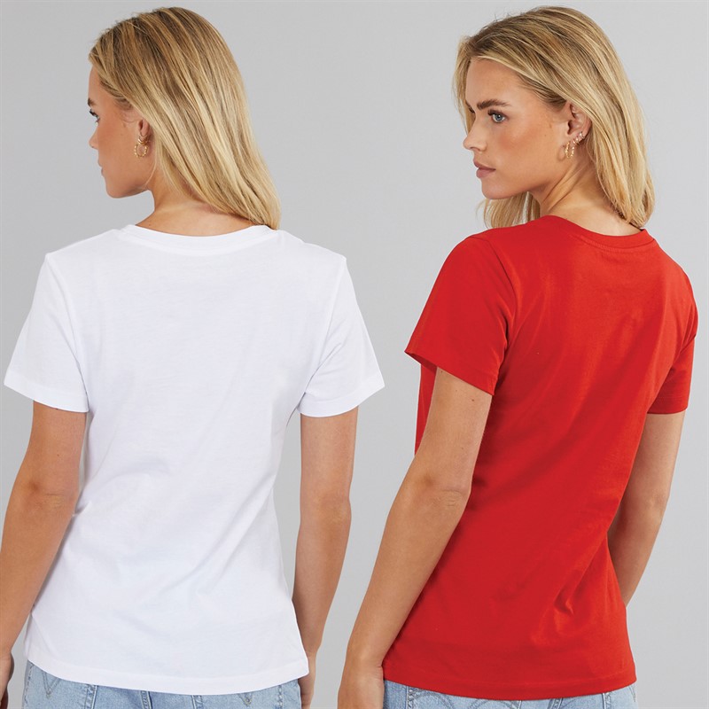 Calvin Klein Jeans Womens Two Pack T-Shirts Deep Magma/Brilliant White