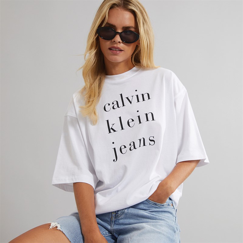 Calvin Klein Jeans Womens Logo T-Shirt Brilliant White