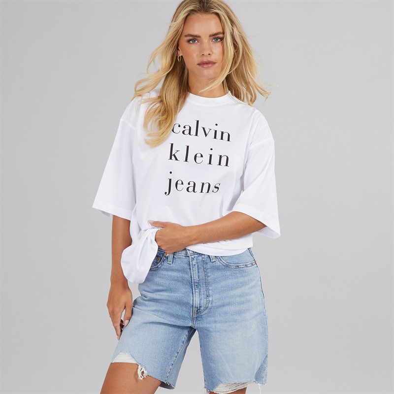 Calvin Klein Jeans Womens Logo T-Shirt Brilliant White