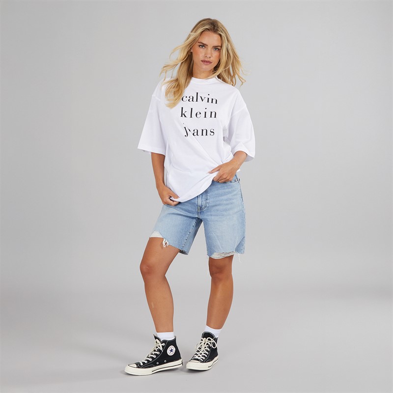 Calvin Klein Jeans Womens Logo T-Shirt Brilliant White