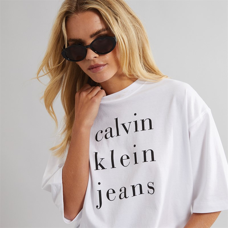 Calvin Klein Jeans Womens Logo T-Shirt Brilliant White
