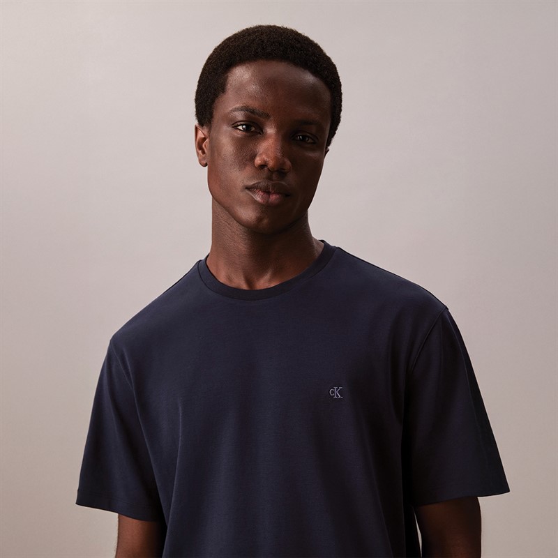 Calvin Klein T-shirt Homme Supima Poitrine Bleu Saphir Foncé