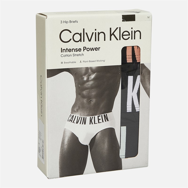 Calvin Klein Mens Three Pack Hip Briefs PP Punch/White/Moonl Jade Lgs