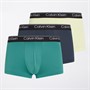 Calvin Klein Mens Three Pack Low Rise Boxer Trunks Ink/Pale Lime Yellow/Lively Teal
