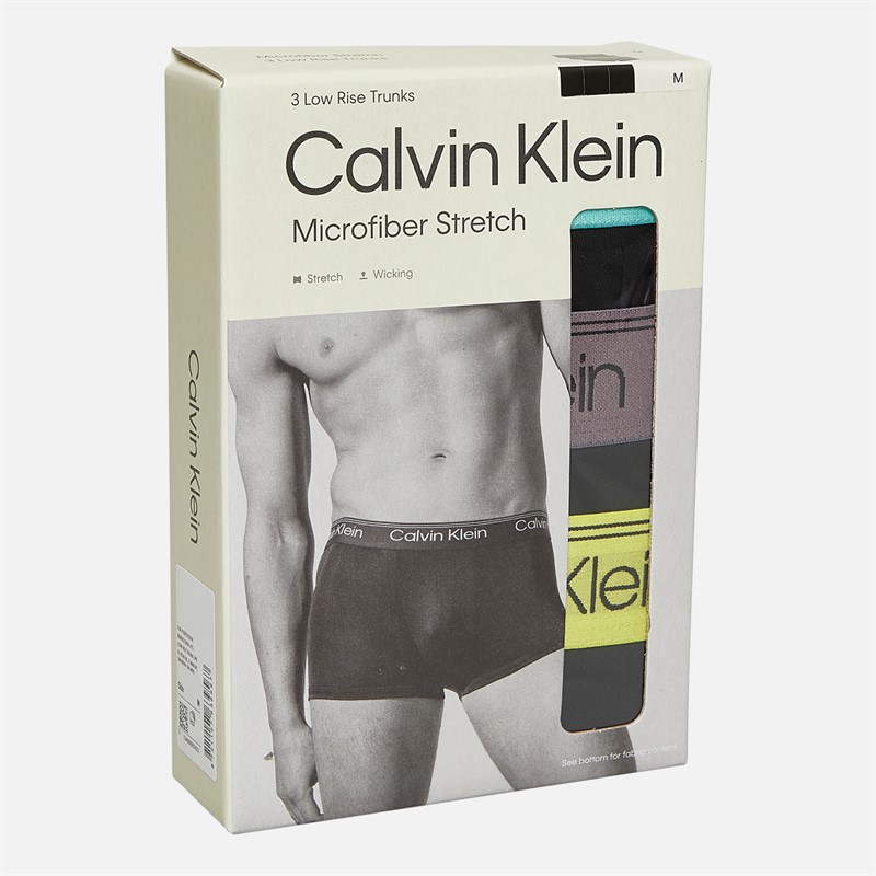 Calvin Klein Mens Three Pack Low Rise Boxer Trunks Beau Bl/F Mauve/Saharah SN WBS