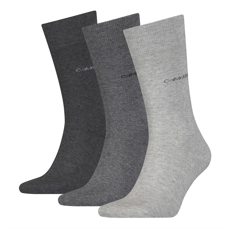 Calvin Klein Mens Three Pack Socks Grey Combo