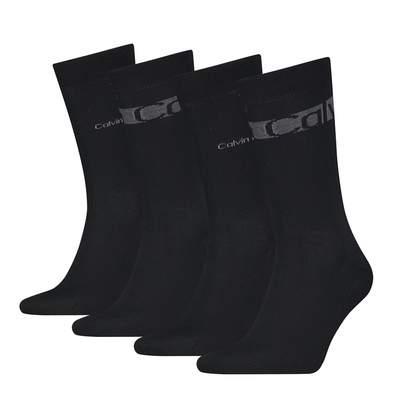 Calvin Klein Mens Four Pack Stripe Socks Black