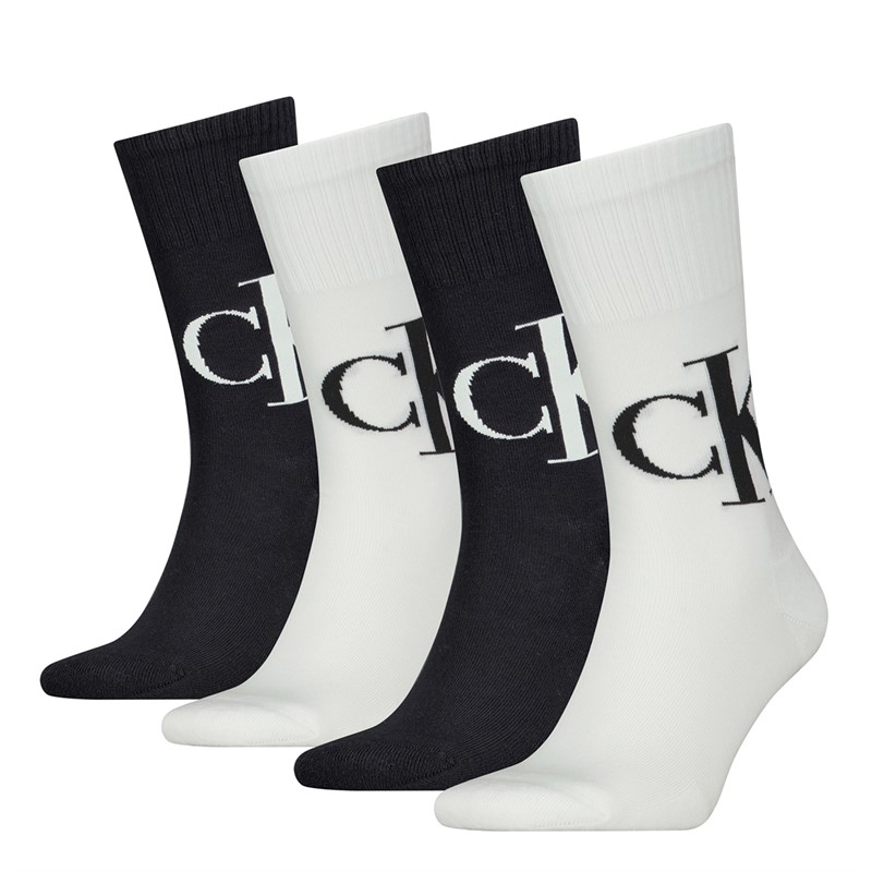 Calvin Klein Mens Four Pack Logo Socks White/Black