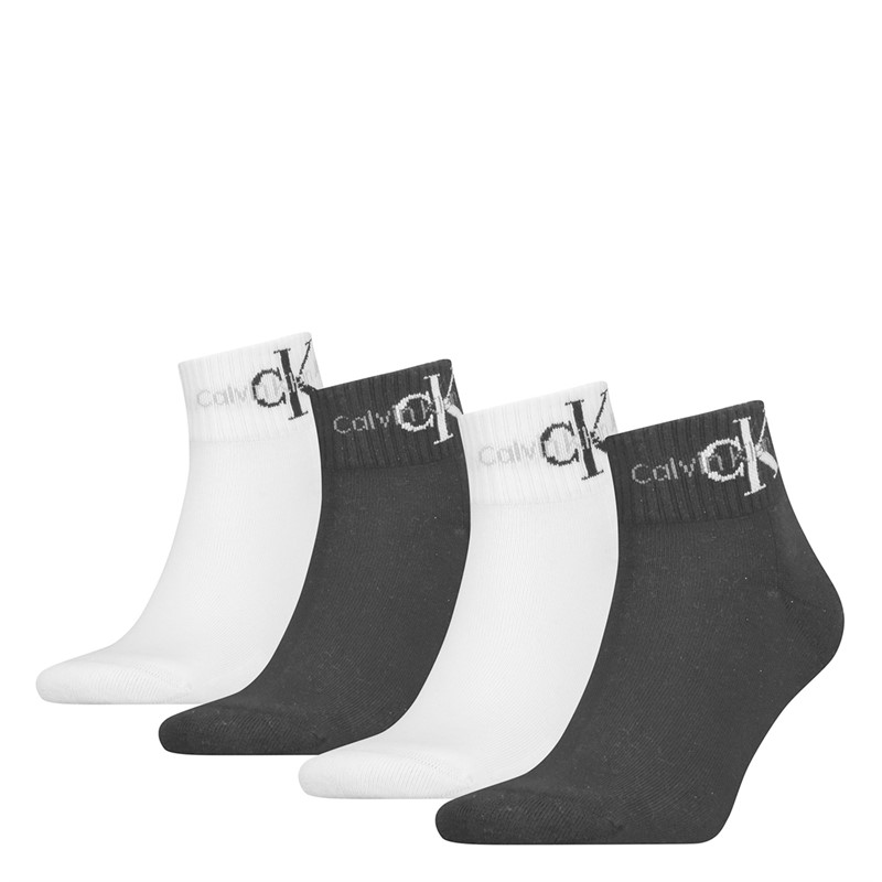 Calvin Klein Mens Four Pack Badge Socks Black Combo
