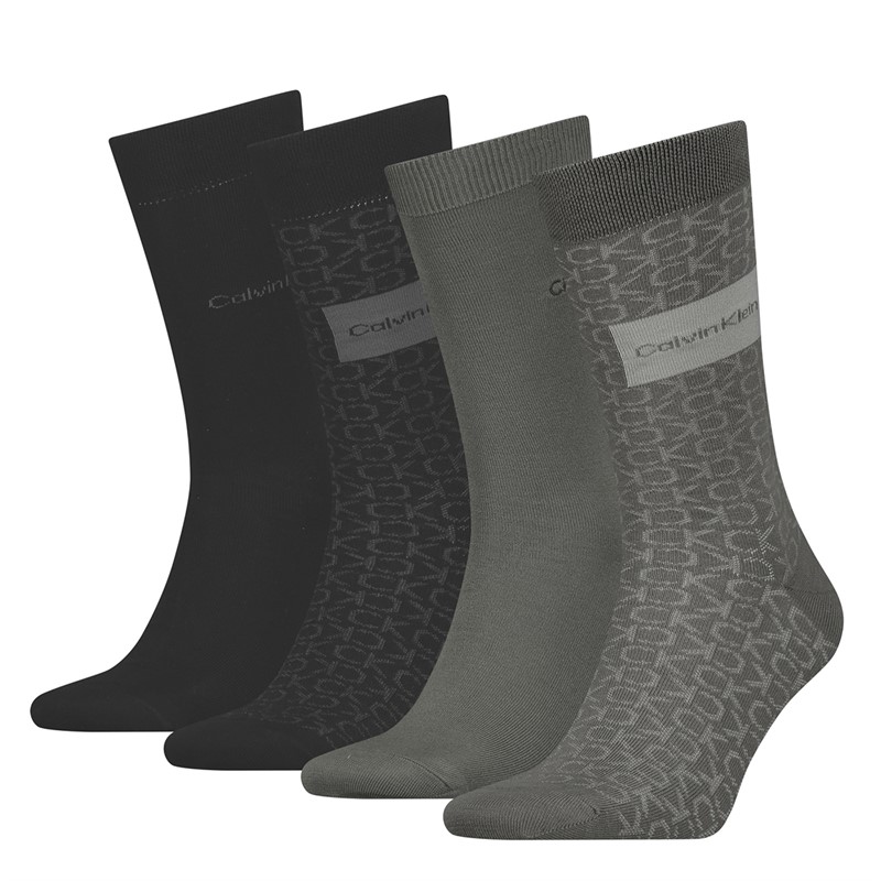 Calvin Klein Mens Four Pack Badge Socks Grey/Black