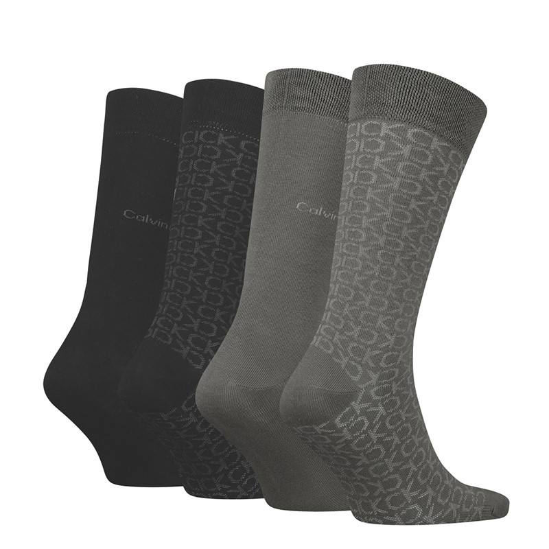 Calvin Klein Mens Four Pack Badge Socks Grey/Black