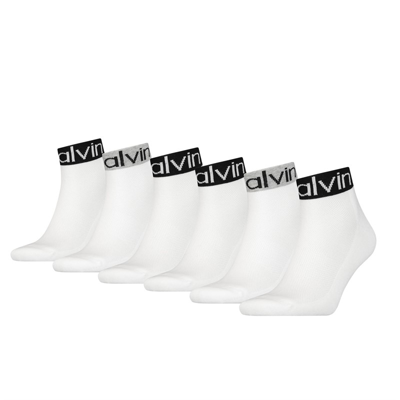 Calvin Klein Mens Six Pack Logo Socks White