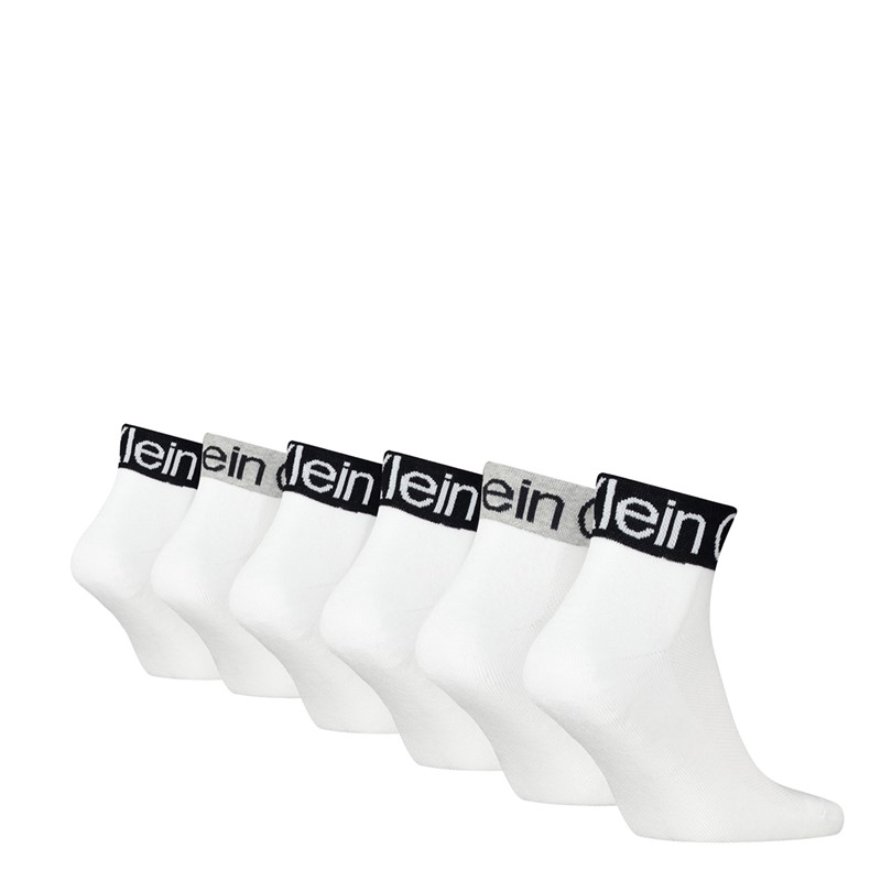 Calvin Klein Mens Six Pack Logo Socks White