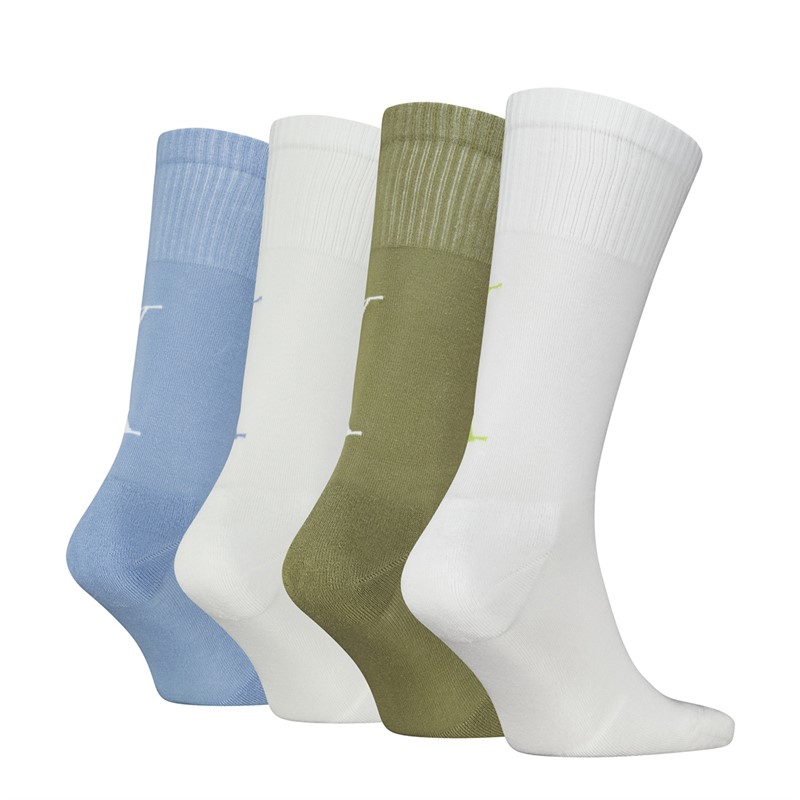 Calvin Klein Mens Four Pack Logo Socks Green Blue Combo