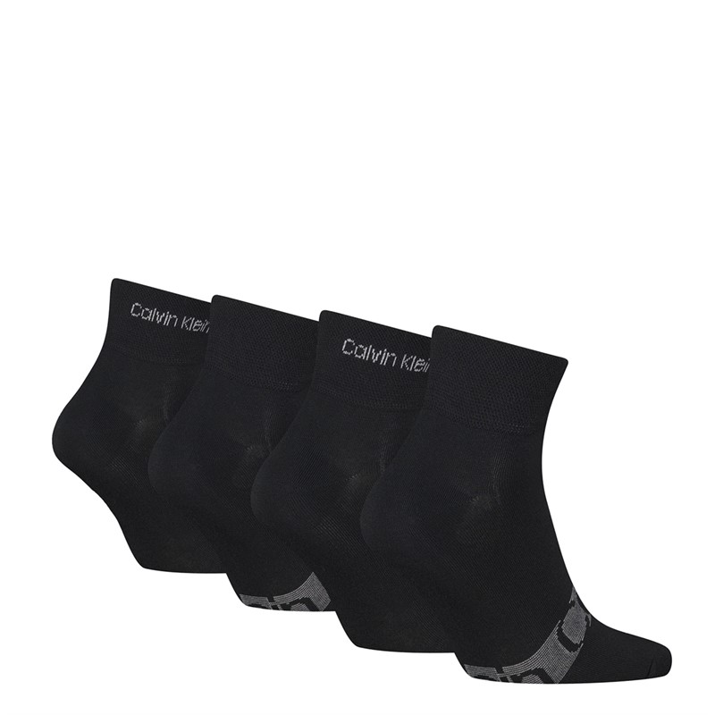 Calvin Klein Mens Four Pack Quarter Stripe Socks Black