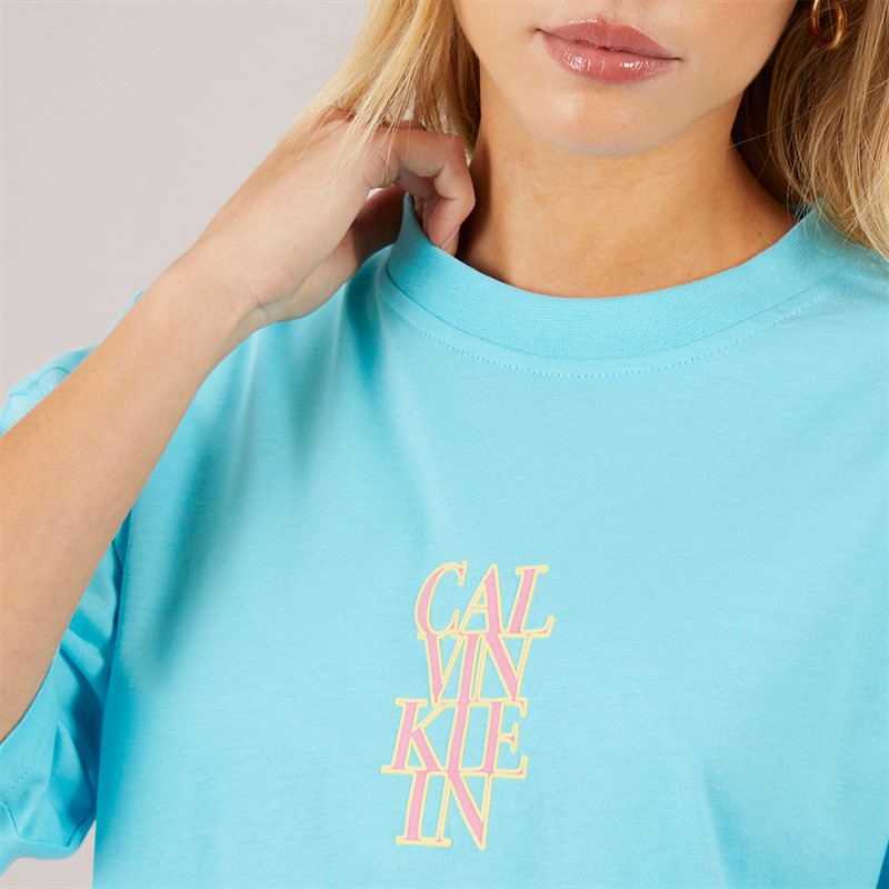 Calvin Klein Womens Oversized T-Shirt Atmosphere Blue