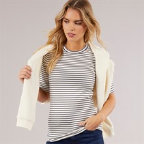 Calvin Klein Womens Stripe Cotton T-Shirt Baritone Blue Stripe