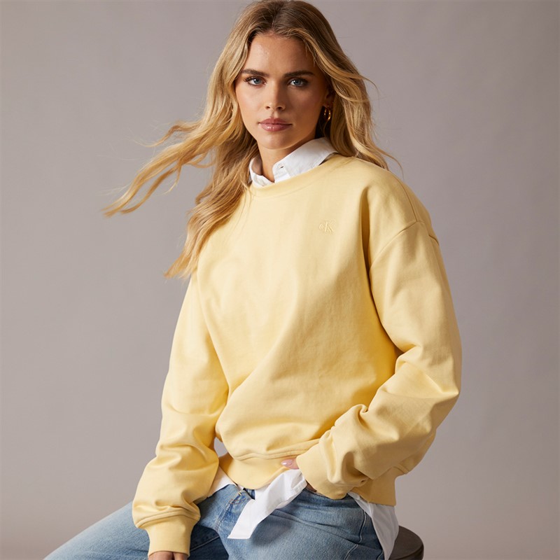 Calvin Klein Womens Archive Logo Sweatshirt Sunlight