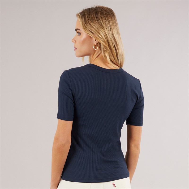 Calvin Klein Womens Modal Rib T-Shirt Dark Sapphire