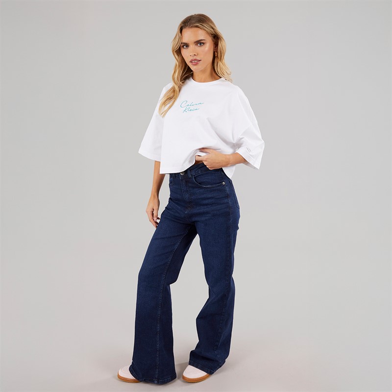 Calvin Klein Womens Cropped T-Shirt Brilliant White