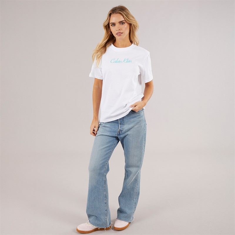 Calvin Klein Womens Classic Logo T-Shirt Brilliant White