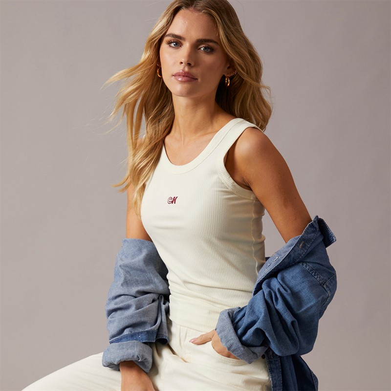 Calvin Klein Womens Modal Rib Vest Cloud Cream