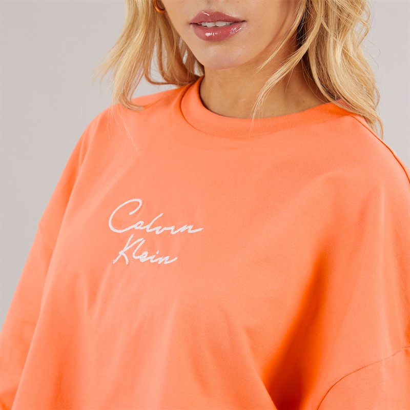 Calvin Klein Womens Cropped T-Shirt Powder Orange