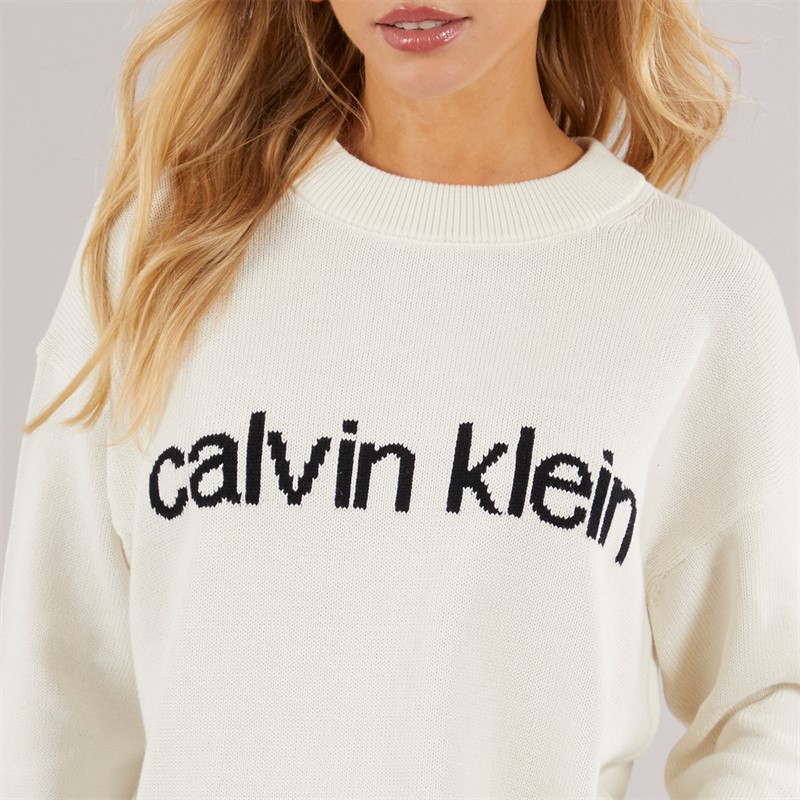 Calvin Klein Womens Cotton Graphic Sweatshirt Tofu
