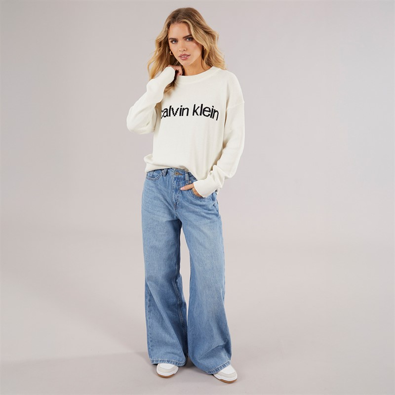 Calvin Klein Womens Cotton Graphic Sweatshirt Tofu