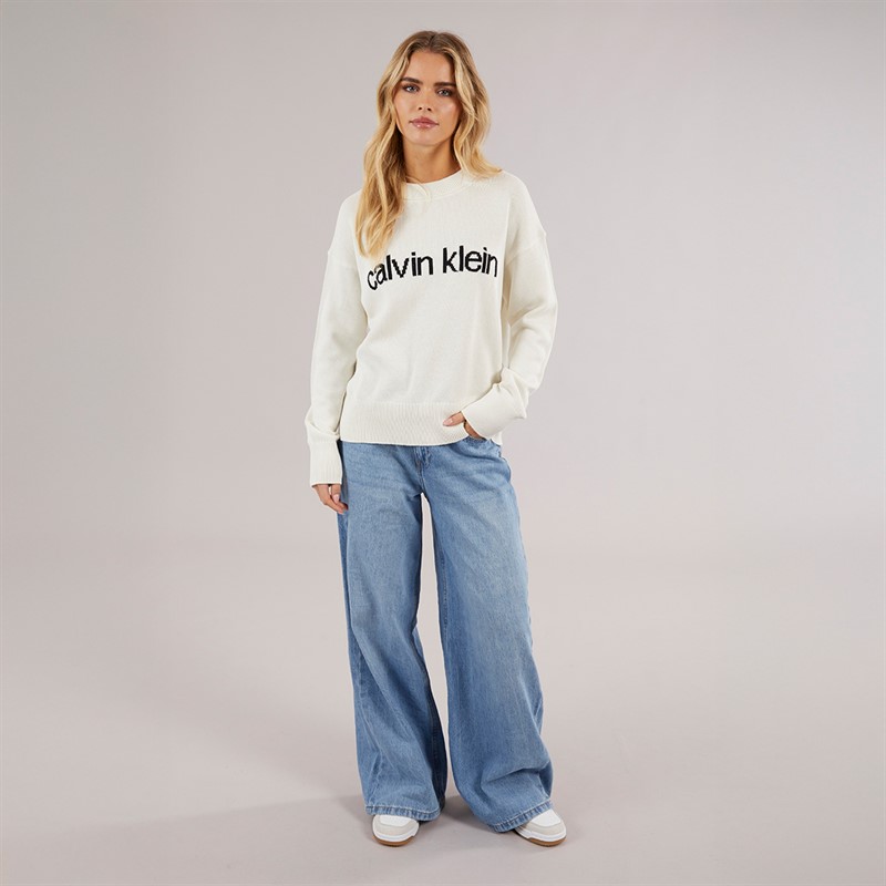 Calvin Klein Womens Cotton Graphic Sweatshirt Tofu