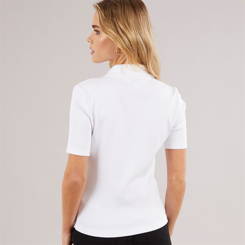Calvin Klein Womens Rib Polo Shirt Brilliant White