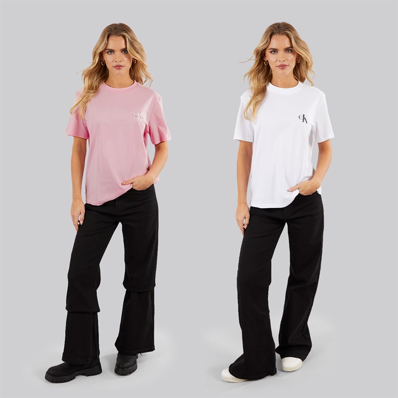 Calvin Klein Womens Logo Two Pack T-Shirts Fairy Tale