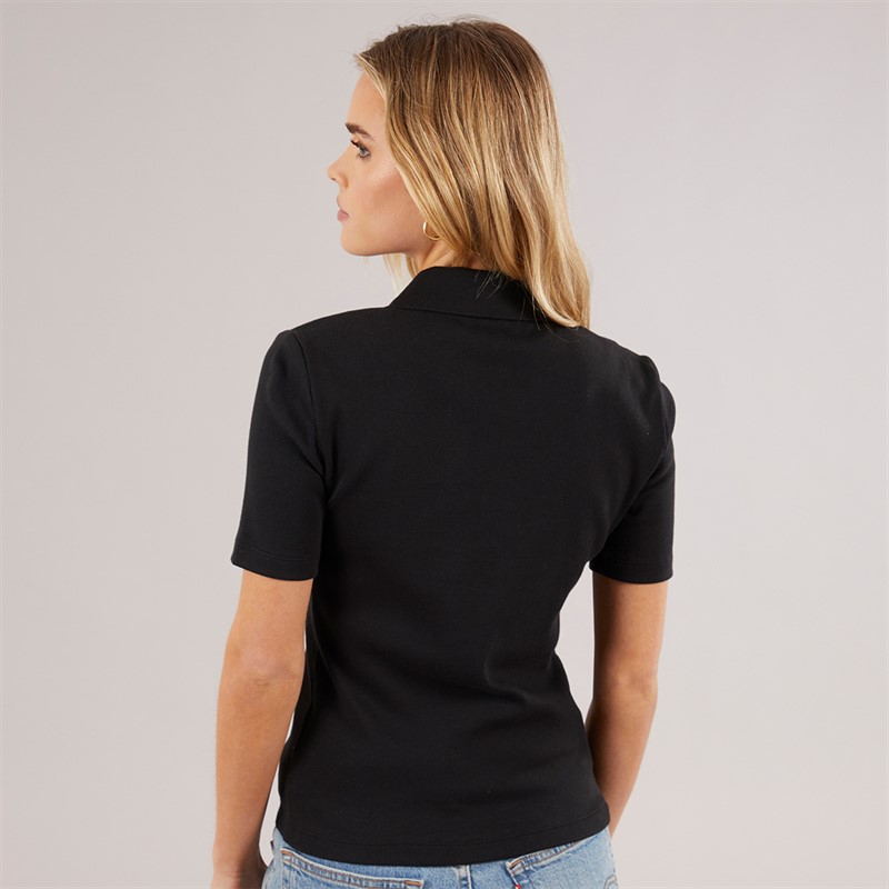 Calvin Klein Womens Rib Polo Shirt Black