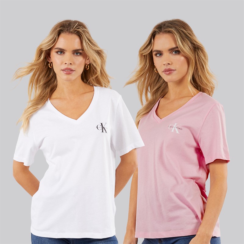 Calvin Klein Womens Logo Two Pack T-Shirts Fairy Tale
