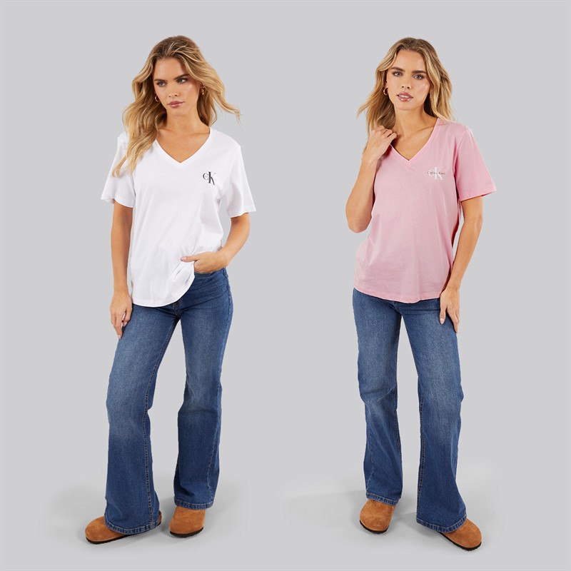 Calvin Klein Womens Logo Two Pack T-Shirts Fairy Tale
